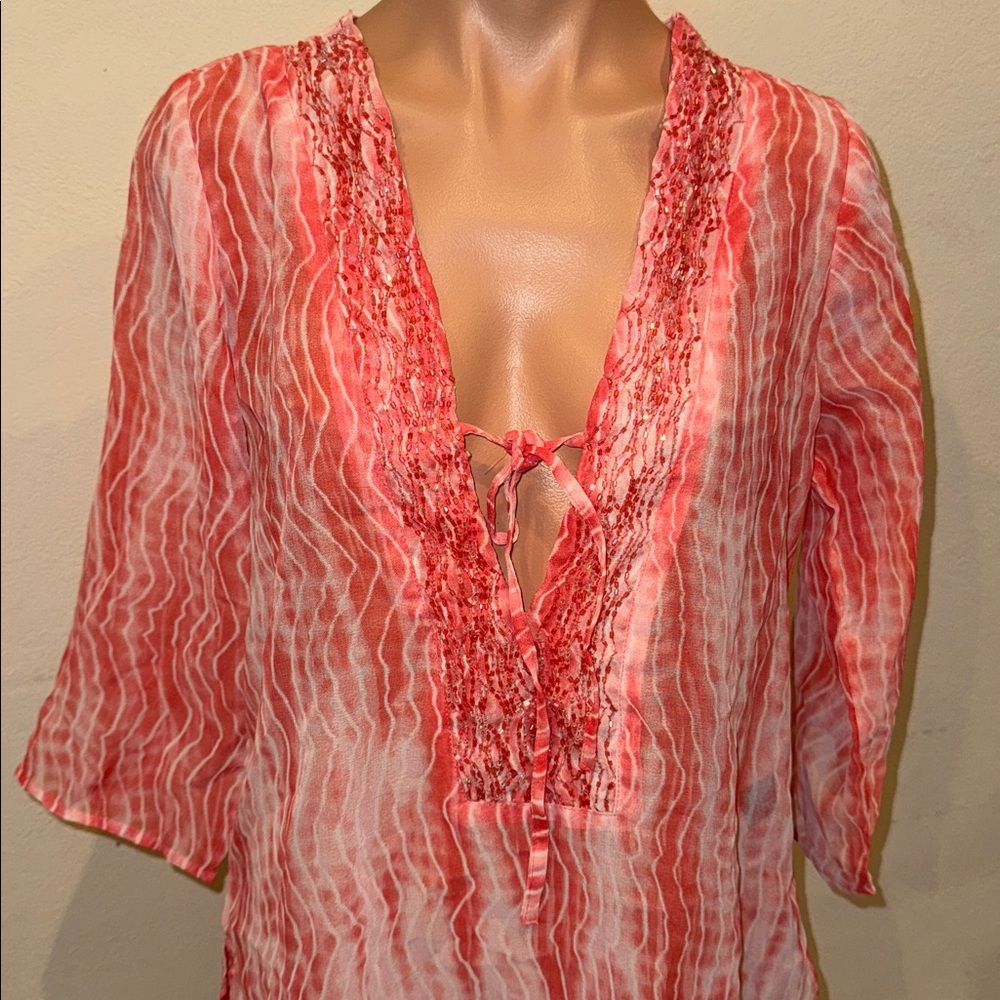 NWT Raviya bikini swimsuit cover up dress tunic coral